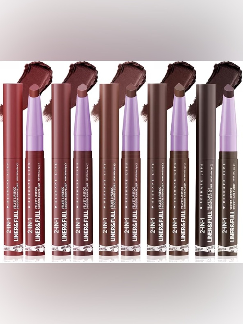 ✨🤎 New - 5pc Lip Liner & Lipstick Set | 2-in-1 Matte Velvet | Brown Nude Shades💋